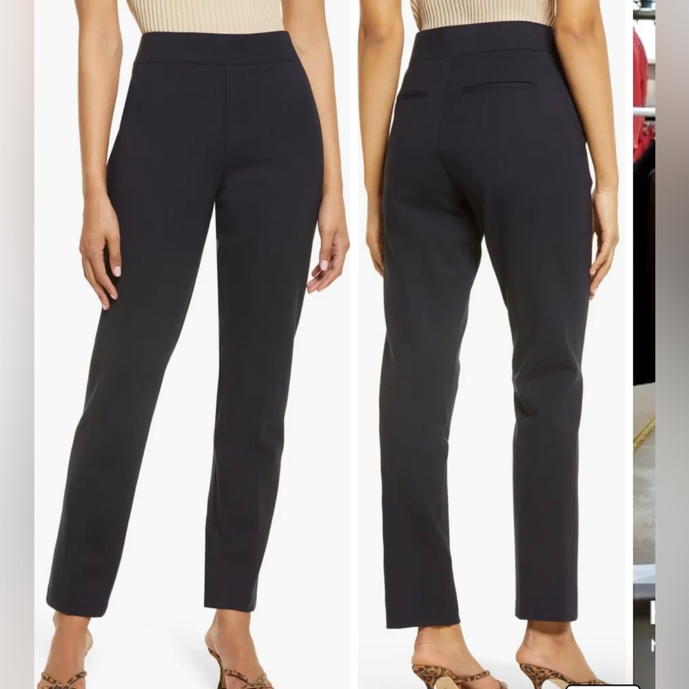 SPANX Dark Gray High Waist Straight Leg Fitted Work Comfy Pants Size XL Pull On